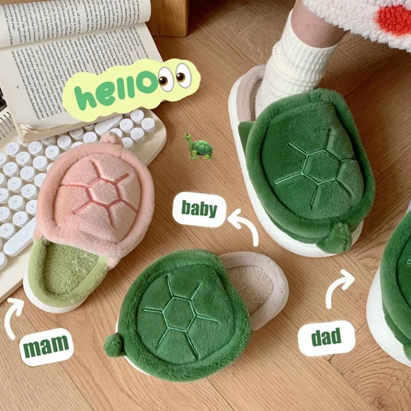 New cotton shoes padded creative fun small turtle soft bottom cotton slippers female winter home fashion warm comfortable indoor