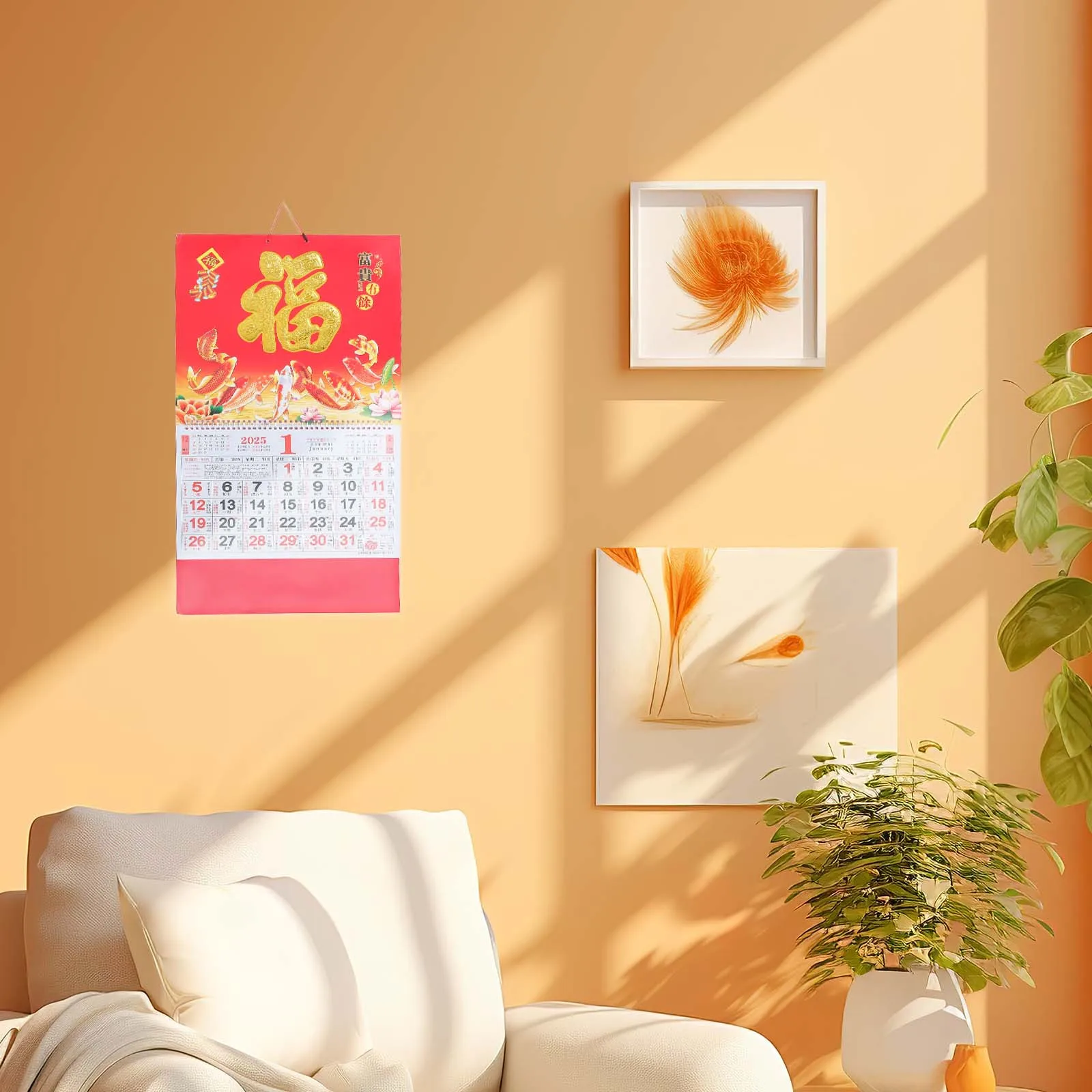 

2025 Lunar Wall Calendar Chinese New Year Planner Good Fortune Prosperity Design 2025 Planner Calendar Yearly Wall Calendars