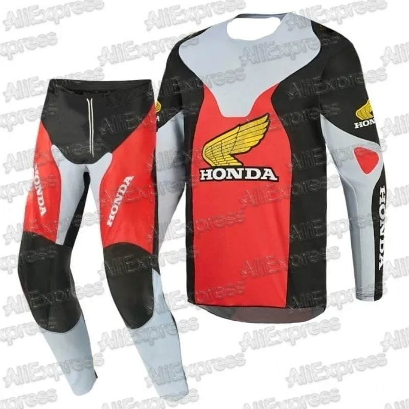 

Honda Motorcycle Racing Team для мужчин с длинными рукавами и брюками, весна-осень, женский комплект 2025, новый спортивный быстросохнущий дышащий комплект одежды