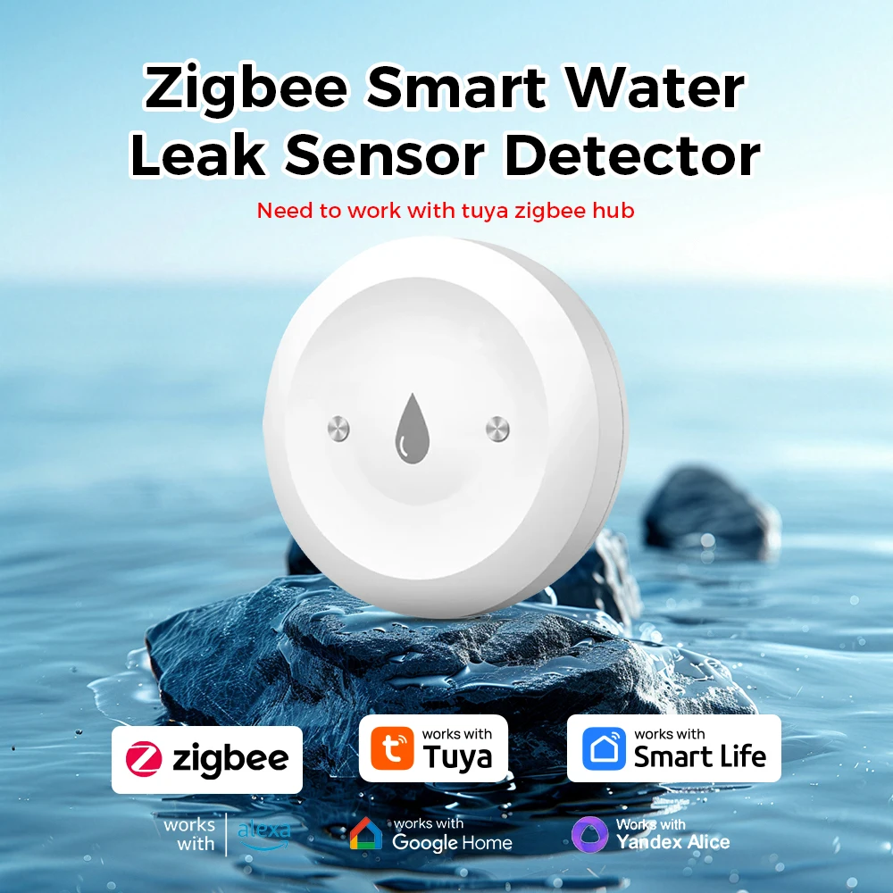 

Tuya ZigBee Water Sensor Smart Leak Detector Flood Water Leakage Alarm Smart Life Control Work With Zigbee Gateway