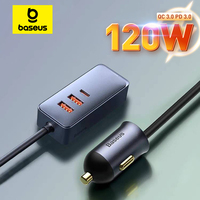 Baseus 120W Car Cigarette Lighter Splitter QC 3.0 PD 3.0 USB Car Charger PD 20W Quick Charging For Iphone Car USB Socket Adapter
