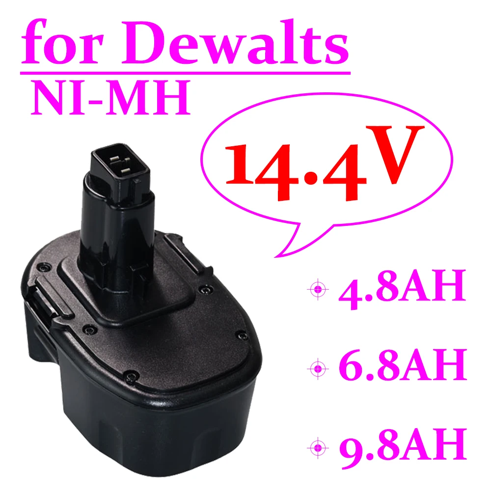 

4.8/6.8/9.8Ah Replacement Battery for Dewalt 14.4V Ni-MH XRP DC9091 DC9094 DW9091 DE9091 DE9092 14.4 Volt Cordless Power Tools
