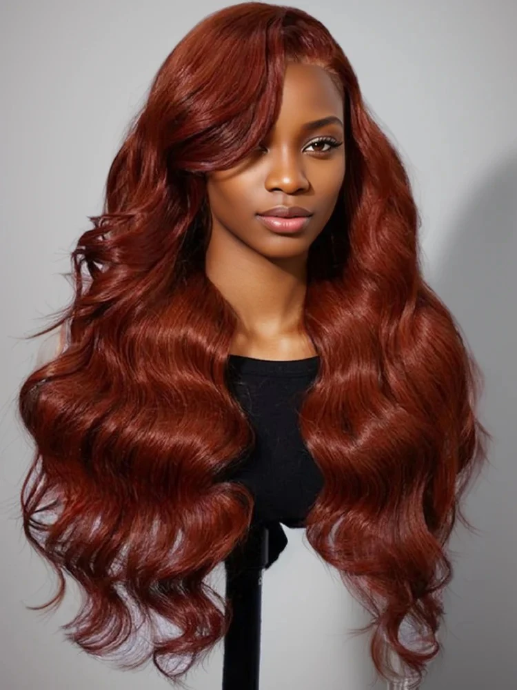 200% High Density Reddish Brown13x4 Body Wave Lace Front Human Hair Wigs Colored Lace Frontal Brazilian Remy Hair For Women