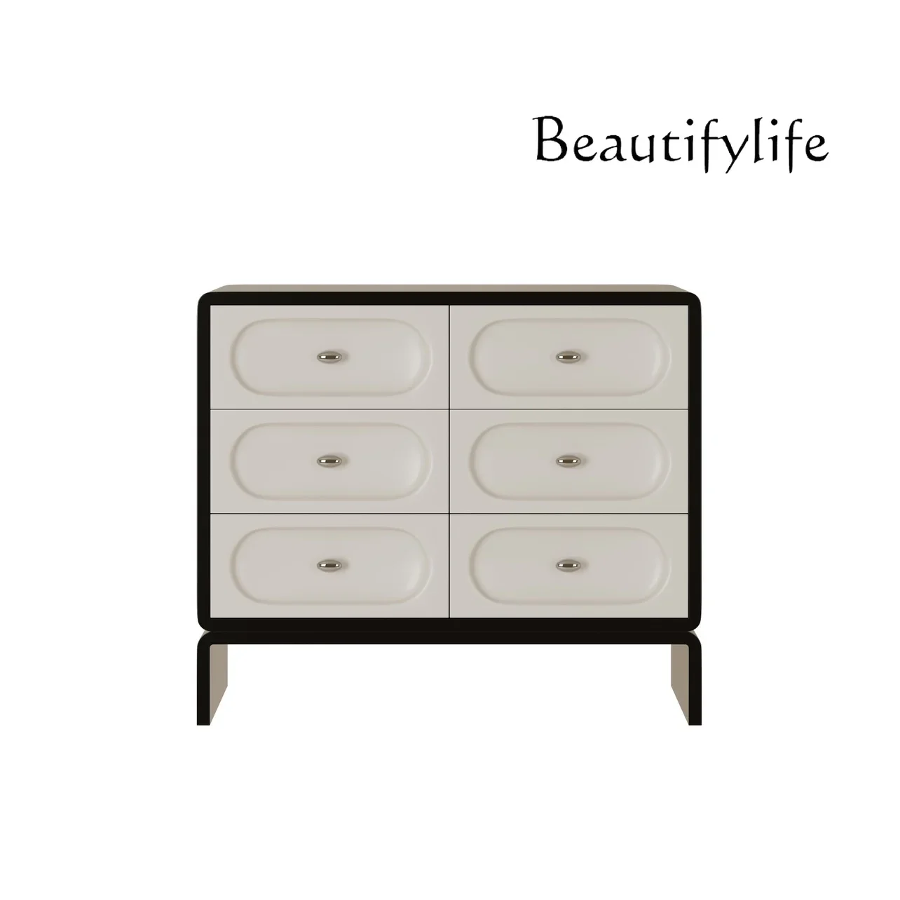 

French cream style solid wood chest cabinet household simple black and white color matching storage cabinet