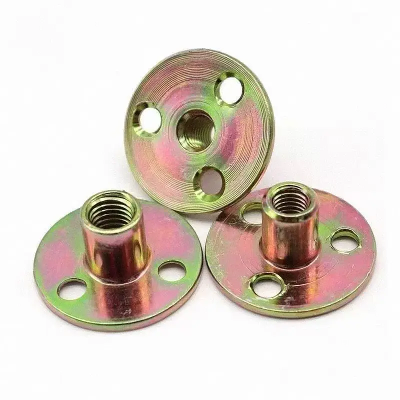 1-20Pcs M6 M8 M10 M12 Furniture Sofa T-Shaped Lock Nut Welded Three Hole Threaded Nut Embedded Universal Flange Iron Plate Nut
