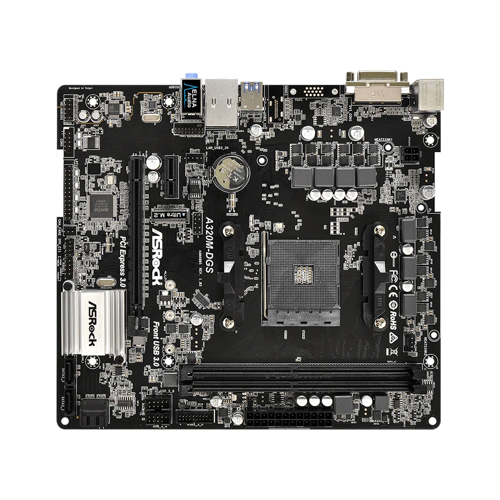 Imagem -04 - Asrock-placa-mãe Amd A320 Am4 a8 9600 A10 9700 Ddr4 até 32gb Pci-e 30 m. Micro Atx