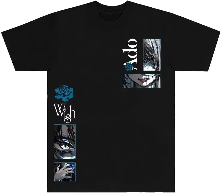 

Футболка Ado Wish Tour, футболка с японским принтом певицы, мужская и женская футболка оверсайз, футболка с короткими рукавами, уличные футболки