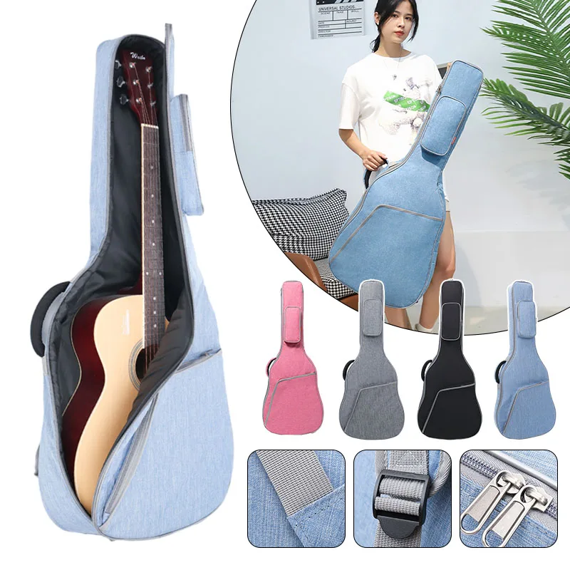 36/39/41 Inch Guitar Bag Universal Classic Acoustic Guitar Case Double Straps Pad Cotton Oxford Thicked Soft Waterproof Backpack