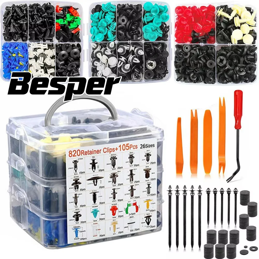 

820-100Pcs Car Fastener Clip Kit Push Retainer Clips Body Fender Rivet Clips Retainer Pin Rivet Bumper Door Trim Panel Repair
