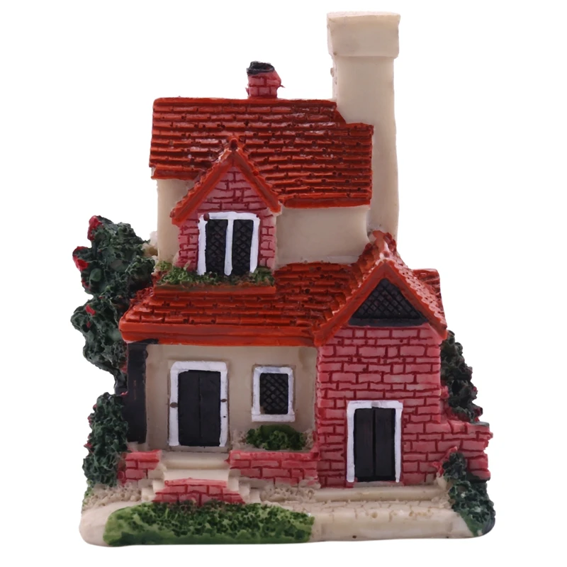 Cute Mini Resin House Miniature House Fairy Garden Landscape Home Garden Decoration Resin Crafts 4 Styles Color Ran