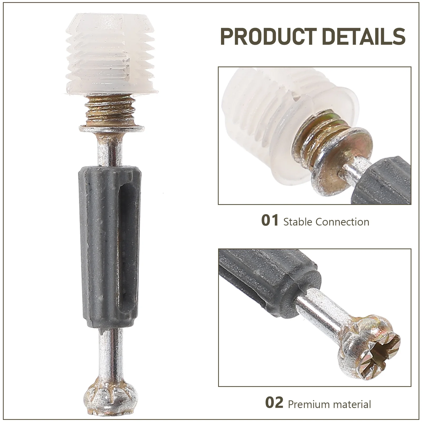 

100Sets Fast Assembling Connecting Rod Heavy Duty Furniture Connectors Anti-Rust Cam Lock Fittings for Cabinet Wardrobe Storage