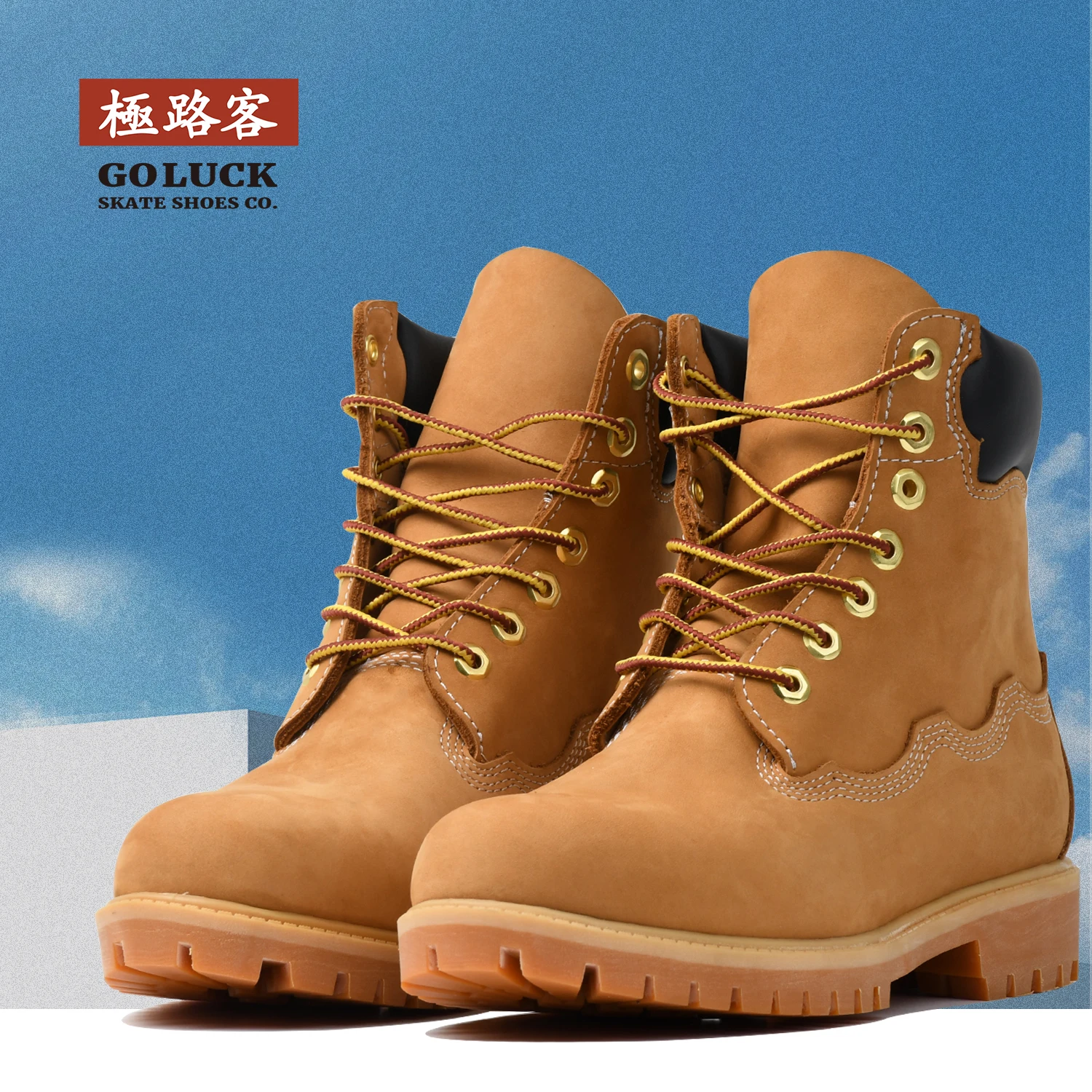 

Goluck Men's Vintage Suede Combat Boots High-Top Desert Boots Round Toe Work Boots for Outdoor Fall and Winter Shoes