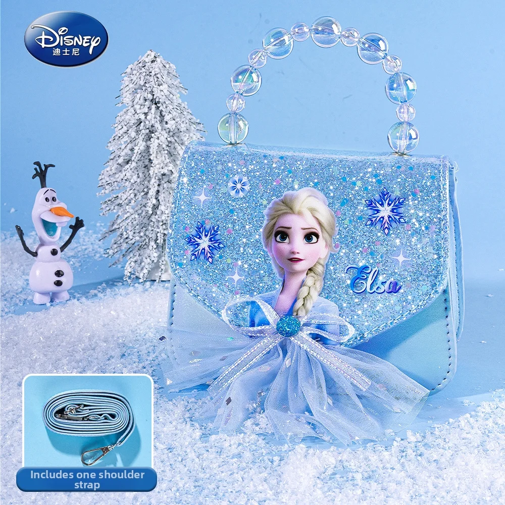 ديزني فروزن إلسا الأميرة بريق حقيبة كروسبودي لطيف الكرتون الترتر حقيبة يد للأطفال طفل الفتيات حقيبة كتف صندوق هدايا عيد الميلاد