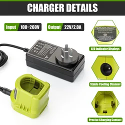 Fast Charger Replacement For Ryobi P108 Battery 18V Charger Station Indicator Comaptible with Ryobi 18V Battery