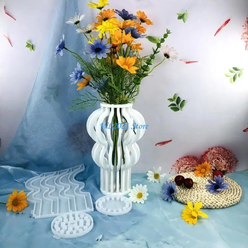 

G5GC Epoxy Silicone Mold Fashionable Vase Molds Hollow Flowerpots Molds Silicone Mold