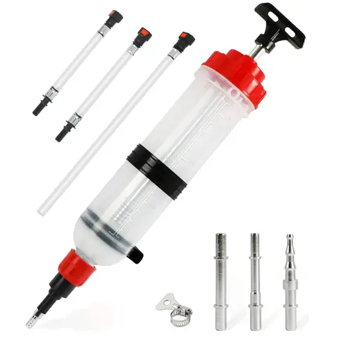 1.5 리터 수동 오일 이송 펌프 유체 주사기 펌프(3개의 연장 튜브 포함) 엔진 오일 브레이크 유체 추출용 주사기 1.5 리터 수동 오일 이송 펌프 유체 주사기 펌프(3개의 연장 튜브 포함) 엔진 오일 브레이크 유체 추출용 주사기