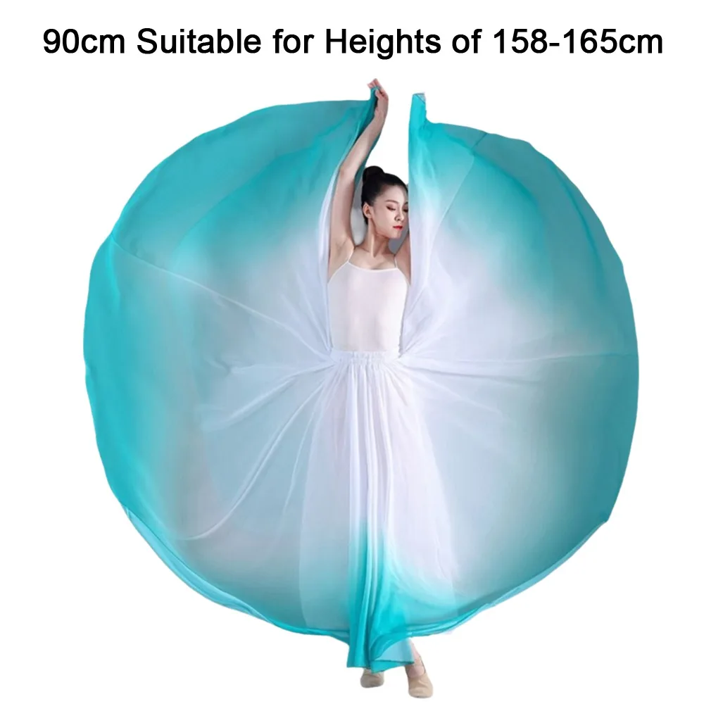 Gradient Color Dance Training Skirt Flowing Chiffon 720 Degree Classical Dance Skirt Long Maxi Big Swing Ballet Skirt