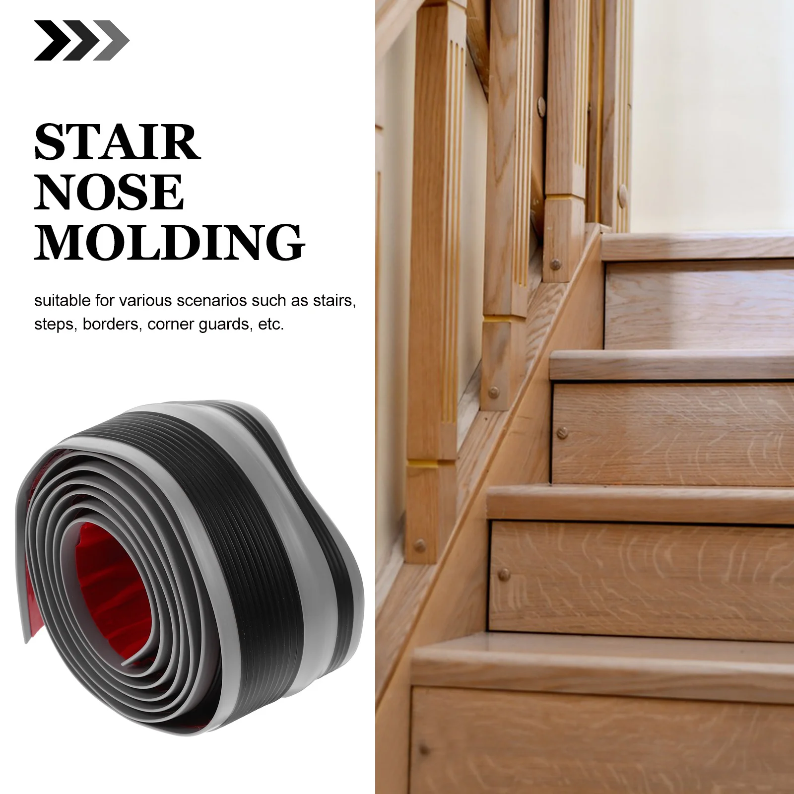 1 Roll Stair Edges Protector Self-Adhesive Anti-Slip Strip PVC Stair Nosing Floor Transition Trim Molding Floor Transition Strip