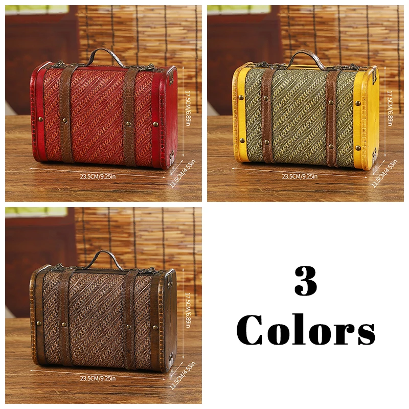 

Vintage Distressed Wooden Travel Trunk Durable Antique-Style Storage Chest for Luggage Home Decor & Retro Interiors