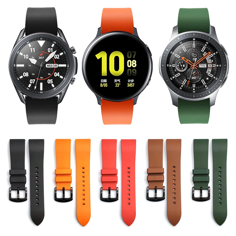 

Silicone Fluorine Rubber Strap for Samsung Galaxy Watch 3 45mm 41mm Watchband Bracelet for Samsung Active 2 44mm 40mm Watch Band