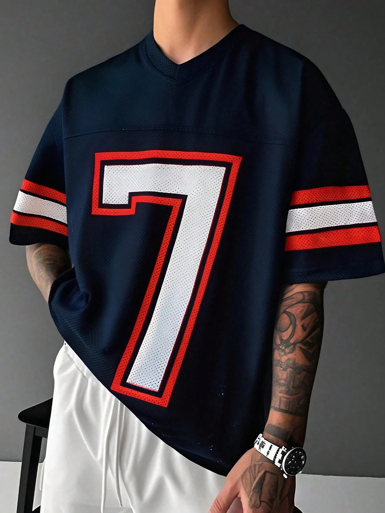 

Men's Summer Casual Sports Short Sleeve T-Shirt Fashion Quick Drying Sportswear With Mesh NB.7 Football Jersey Men's Clothing