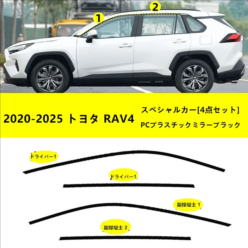 

2007-2025 Toyota RAV4 doors specially modified window trim strip Suitable for PC bright black mirror window strips.