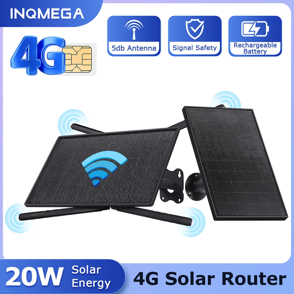 INQMEGA 4G SIM Card Solar Router 20W Solar Panel 20100mAh Built-in Battery Ultra-long Standby For 7 Days Outdoor Waterproof