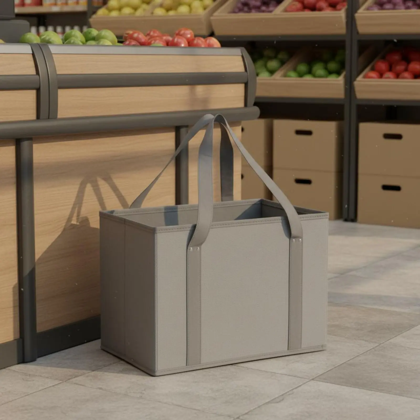 

Foldable Shopping Basket Easy to Clean Nonwoven Tote Basket Reusable Grocery Tote Large Capacity Household Storage Lightweight