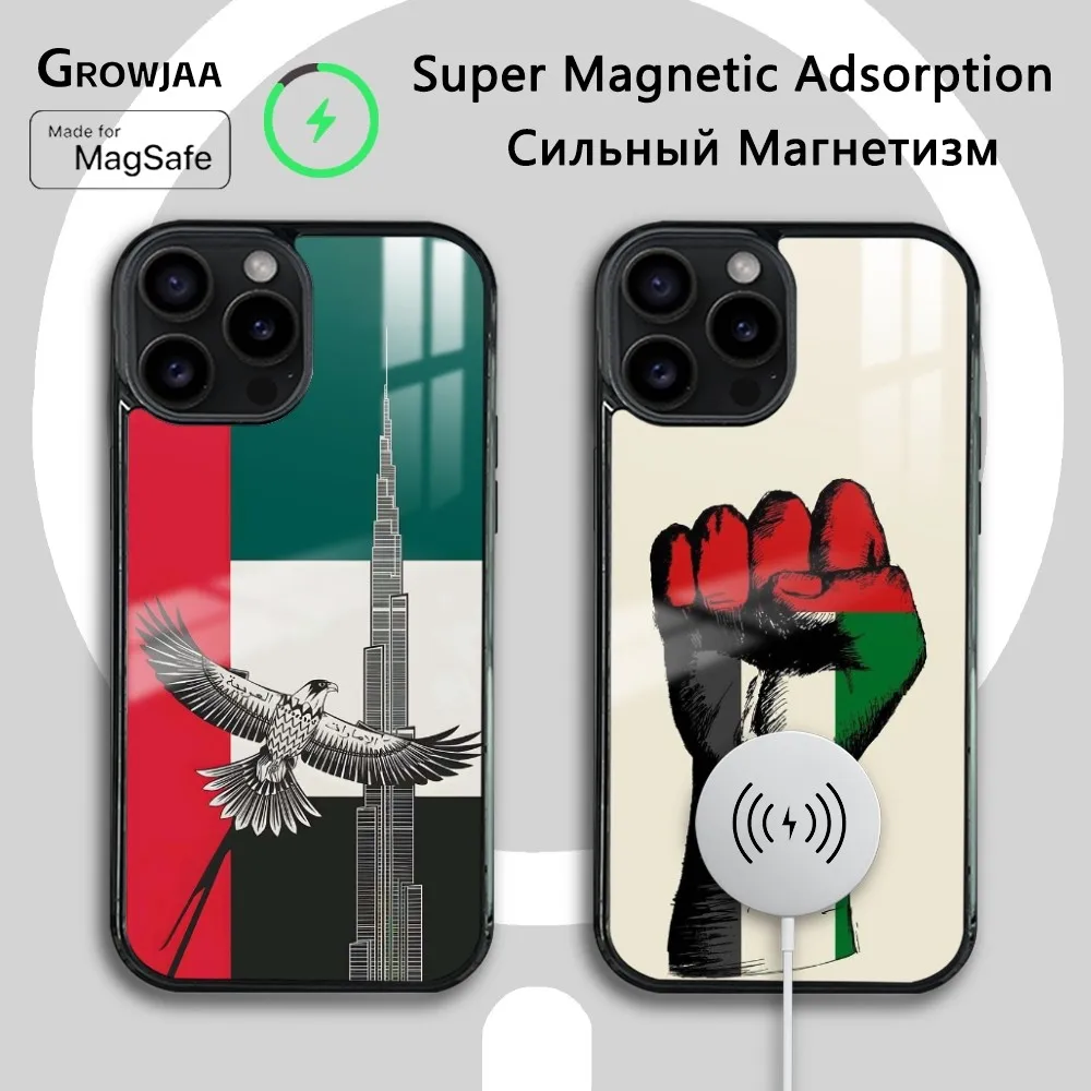 

U-United Arab Emirates flag Phone Case For iPhone 16 15 14 13 12 11 Pro Max Plus Mini Magsafe Mirror Wireless Magnetic Cover
