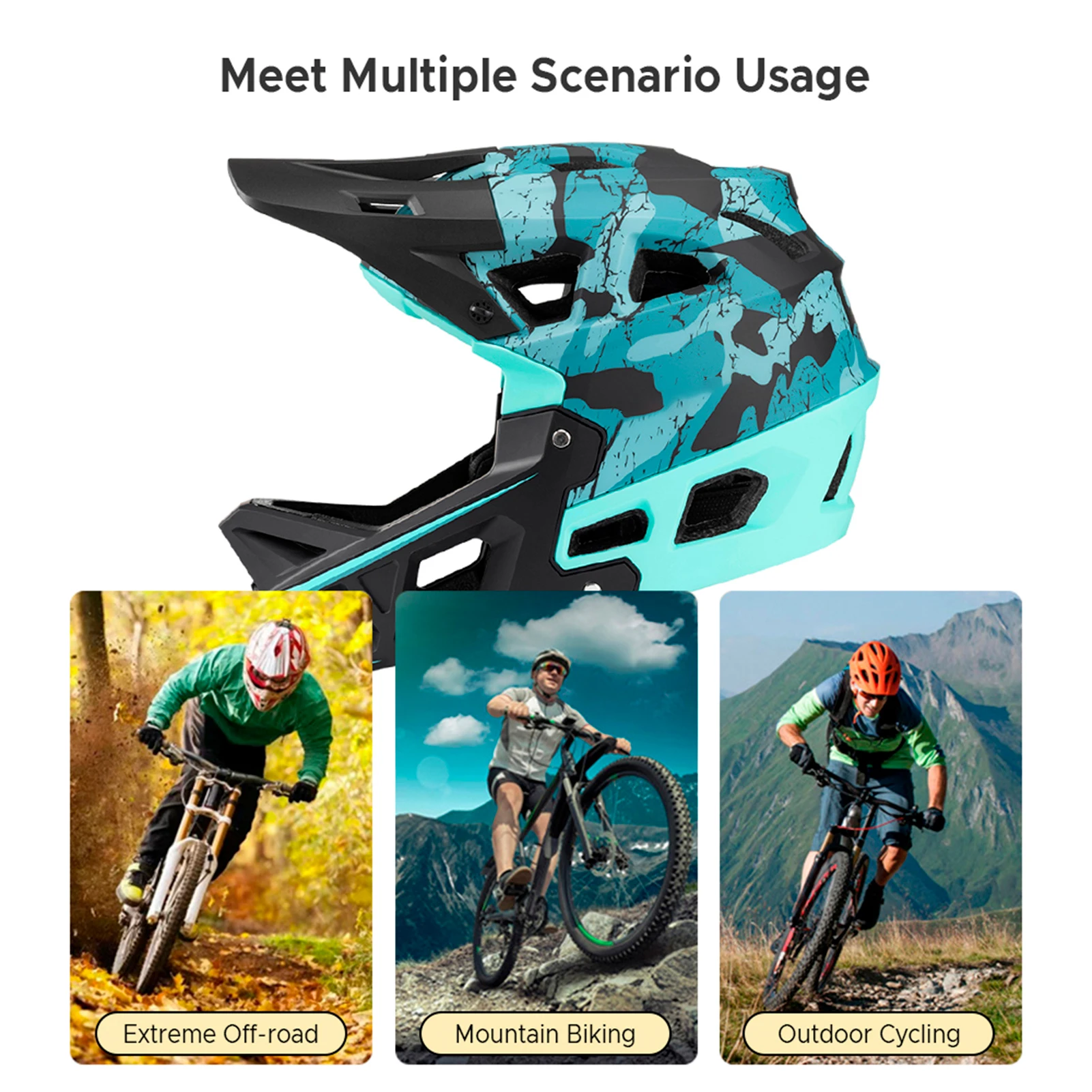 

Полнолицевой шлем для горного велосипеда, гоночный шлем для даунхилла MTB для мужчин/женщин, взрослый шлем для горного велосипеда с визором, более 31 отверстия для вентиляции