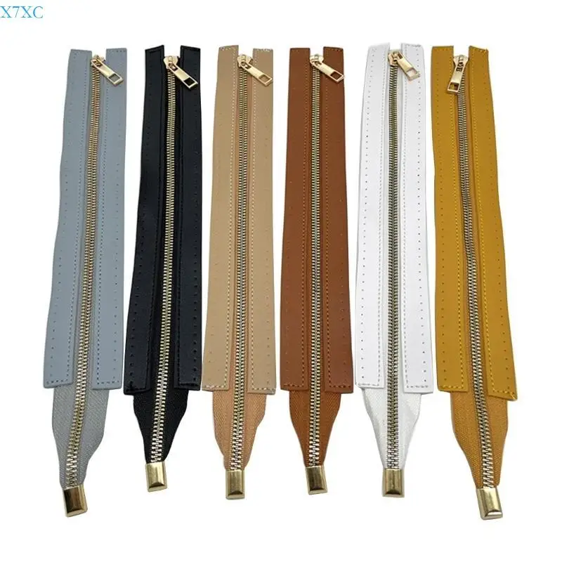 X7XC Multifunctional Zippers 30cm Metal Zipper Heavy Duty PU Leather Zipper Hardware Accessories for DIY Bags Sewing Crafts