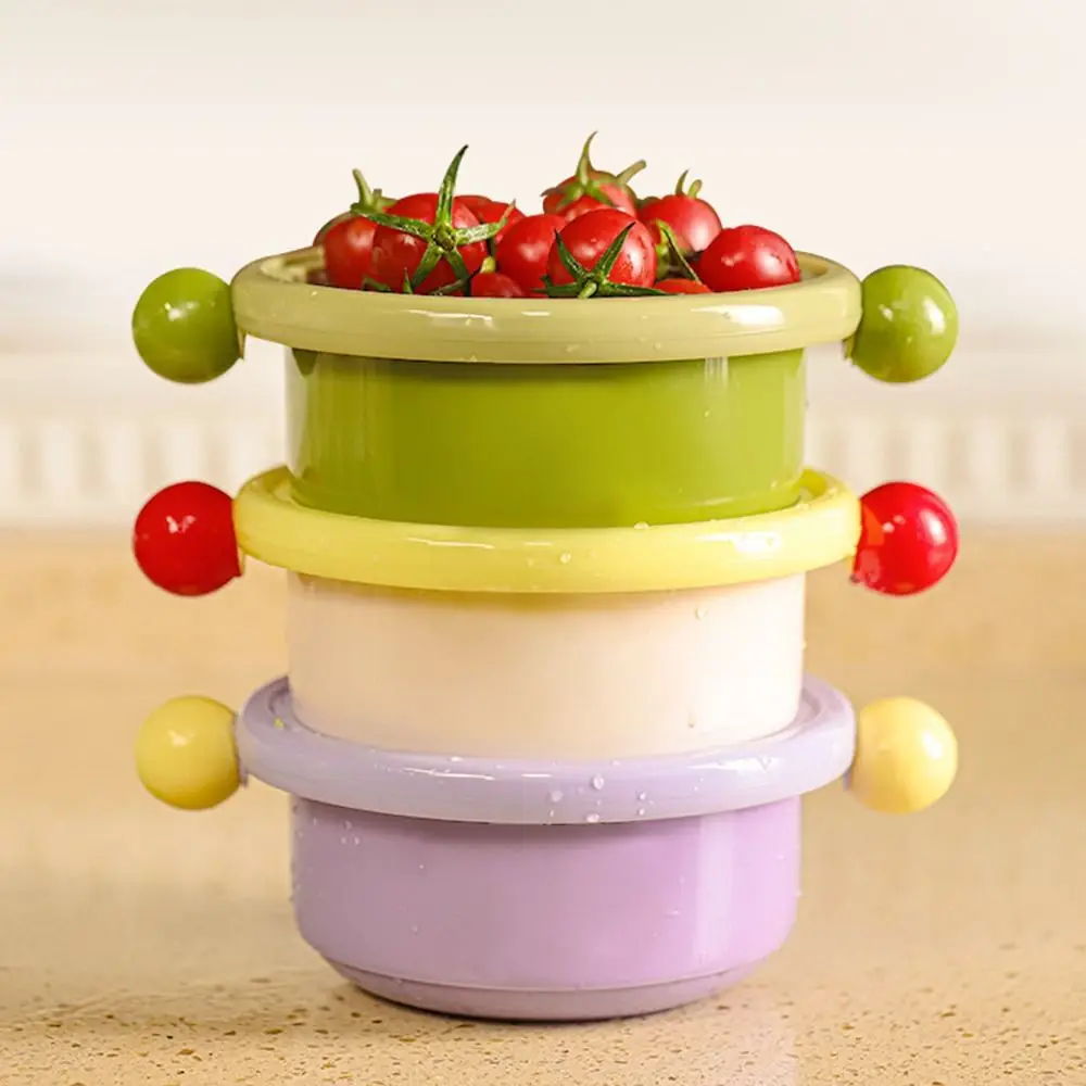 Dopamine Double Layer Drain Basket Stackable Space-saving Fruit Storage Basket Large Capacity Double Ball