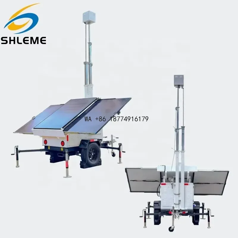 wmwmnu Off-grid 4G SIM card Solar monitoring system 9600Wh battery powered CCTV trailerODM OEM