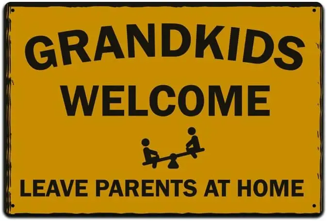 JP's Parcels Tin Signs Grandma Home Décor - Metal Sign 12 x 8 in. Grandkids Welcome Leave Parents at Home