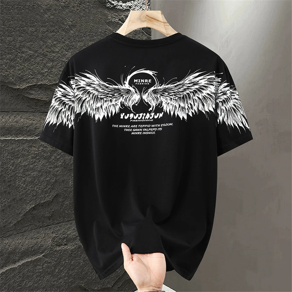Summer Tracksuits Men Plus Size 11XL Summer Sets Casual Fashion Wing Print T-shirts Shorts Suits Male Big Size 11XL