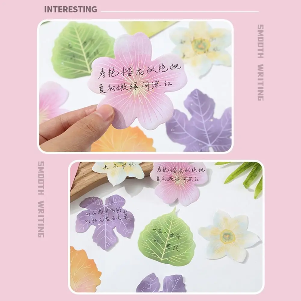 Kawaii Leaves and Flowers Theme Sticky Notes Removable Stationery Memo Notes Adhesive Notes Office Use