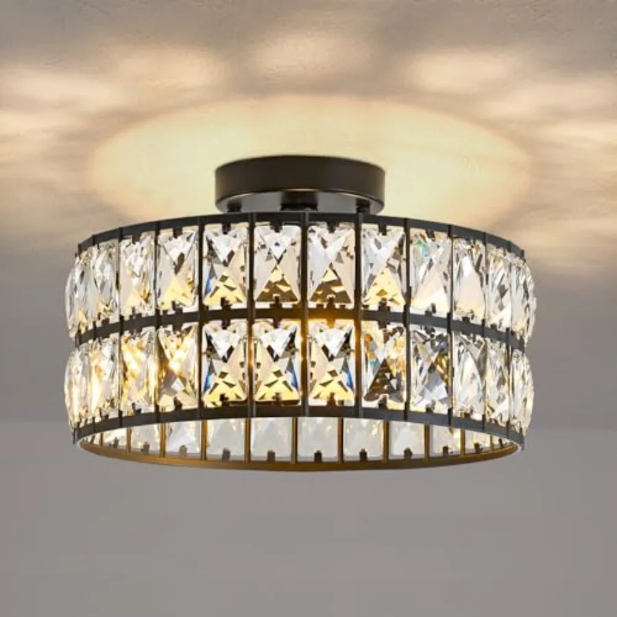 

Modern Semi Flush Mount Ceiling Light Ceiling Light Fixtures 3-Light Crystal Chandelier for Bedroom Hallway Light Fixture Ceili