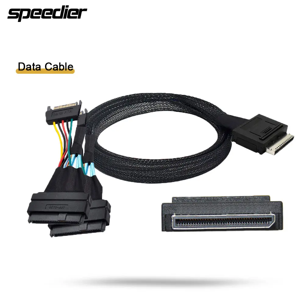 

Oculink 8x SFF-8611 To Dual SFF-8639 Hard Disk SSD Solid State PCI-E Data Cable 8-Lane PCIE 4.0 Support