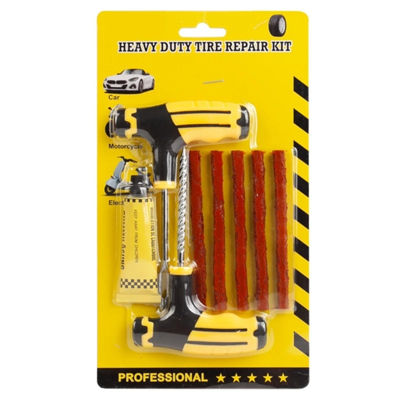 

652F Car Tire Repair Studding Tool with Rubber Strips Tool Puncture Plug Tool