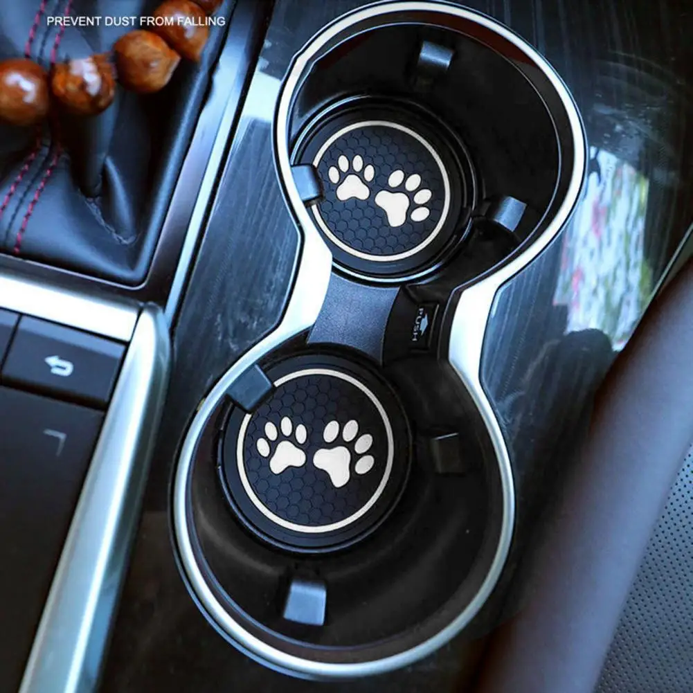 

Cute Pet Dog Footprints Silicone Dog Paw Print Cup Holder Anti-slip Heat-resistant Car Round Water Bottle Mat Accessories Car