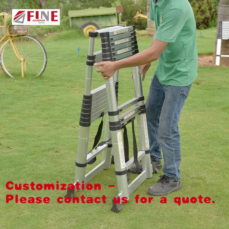 

Customize.Double Sided Configuration Storage Convenient Retractable Aluminum Telescopic Ladders