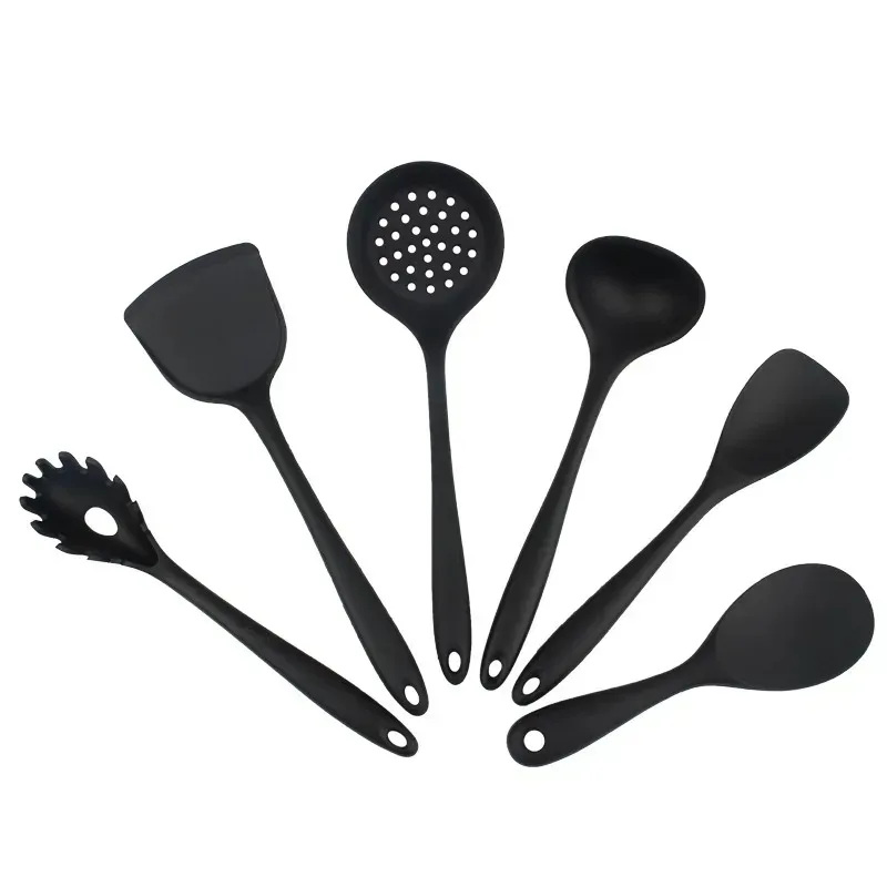 6Pcs Silicone Kitchen Utensils Set Spatulas,Slotted Spoon, Rice Scoop Dishwasher Safe Heat Resistant Utensilios Cooking Tools