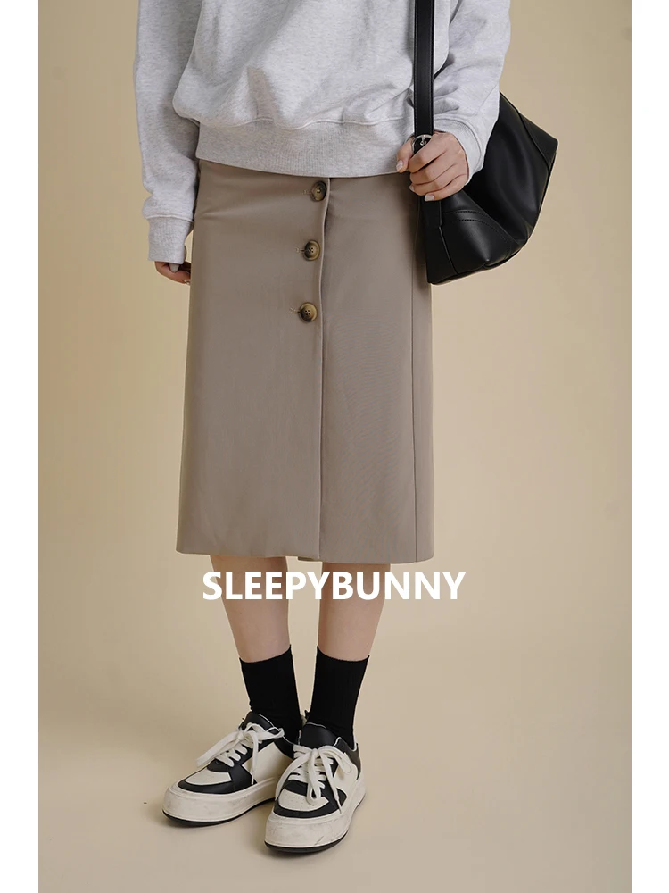 

Elegant High Waist Midi Skirt for Women Slim Fit Pleated Office Skirt Autumn Casual Straight Suit Skirt for Ladies Workwear Look