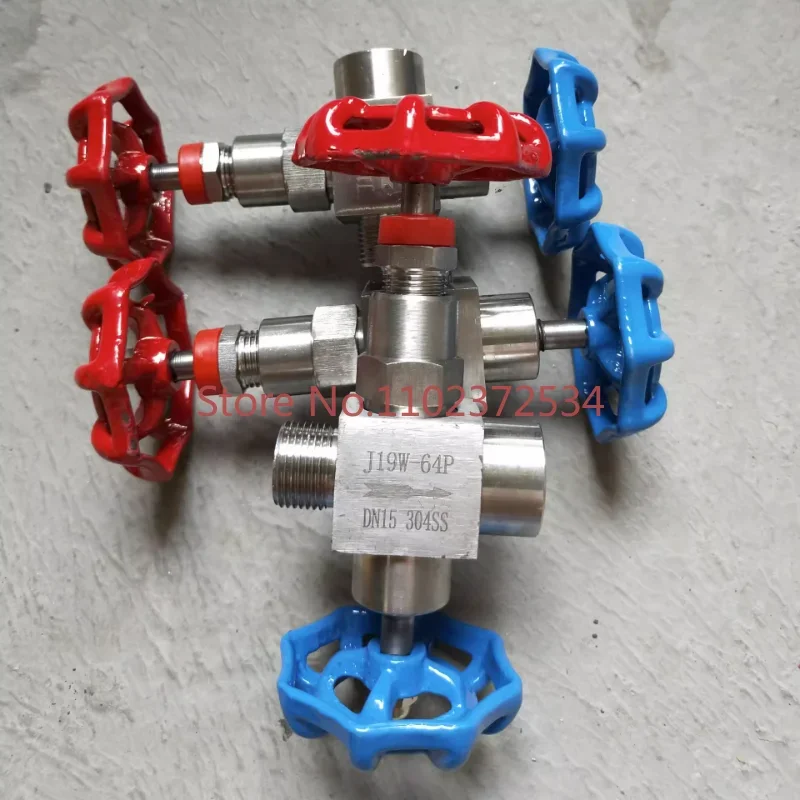 

2PCS J19W-160P stainless steel pressure gauge three-way needle valve globe valve M20 * 1.5 DN15 304SS