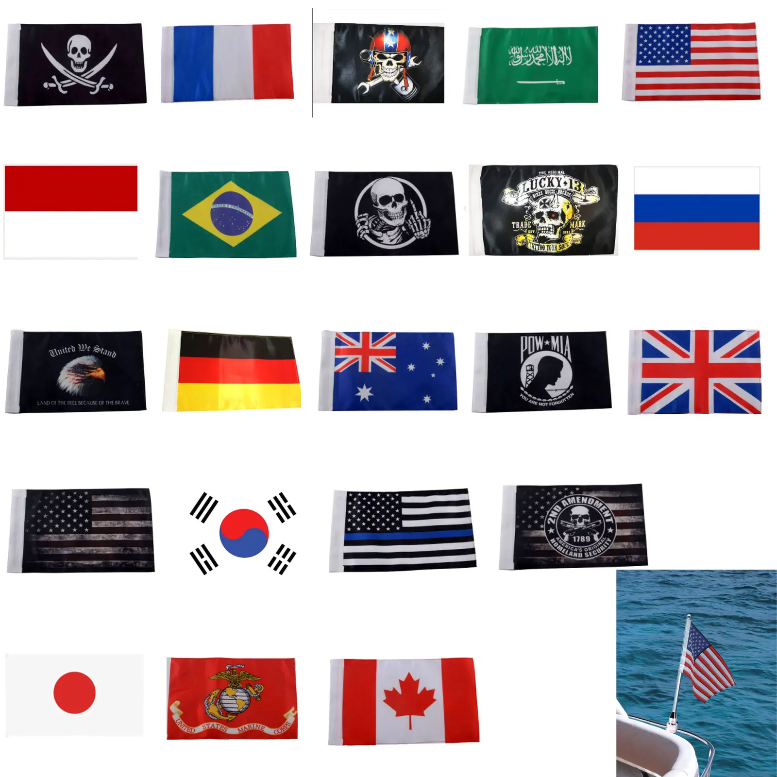 Universal Motorcycle Nation Flag Sleeve Double Side Big Pirate Flag For Flag Mount Poles For Harley Honda Yamaha Luggage Rack