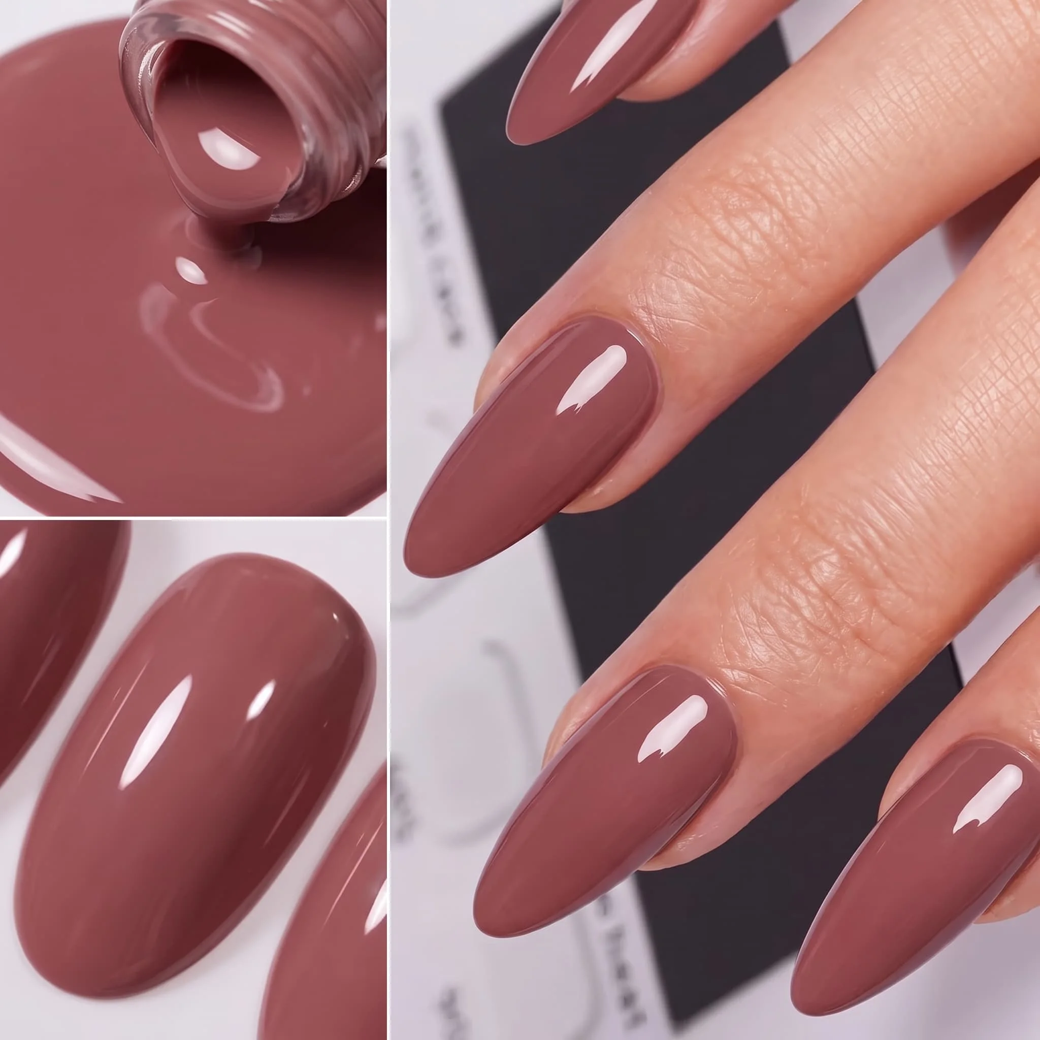 Hassleless 3Pcs Color-Contrasting Nail Polish Gel Set, a Combination of Rose Purple, Coffee Brown, and Nude Pink Nail Polish Gels, Silky Smooth Color with Long-Lasting Color Retention, Can Be Used to Create a French-Style Light Luxury Manicure Set