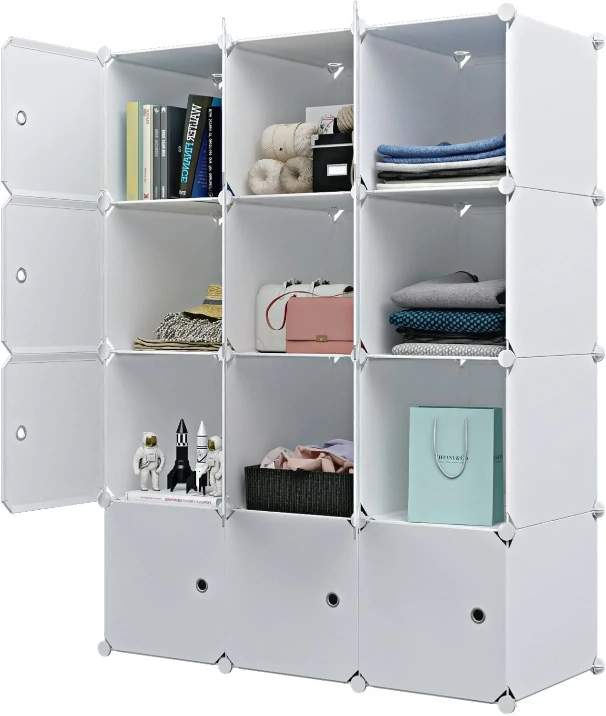 

(12 Cubes) Organizer Shelves Clothes Dresser Closet Storage Organizer Cabinet Shelving Bookshelf Toy Organizer, White