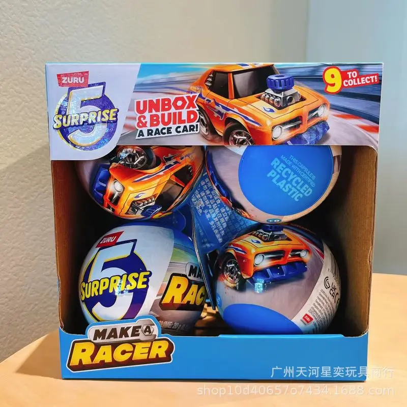 

100% Genuine Zuru Surprise Blind Box 5 Surprise Q Style Race Car Toy Model 77625 Unbox Build Surprise Egg 9 To Collect Gift