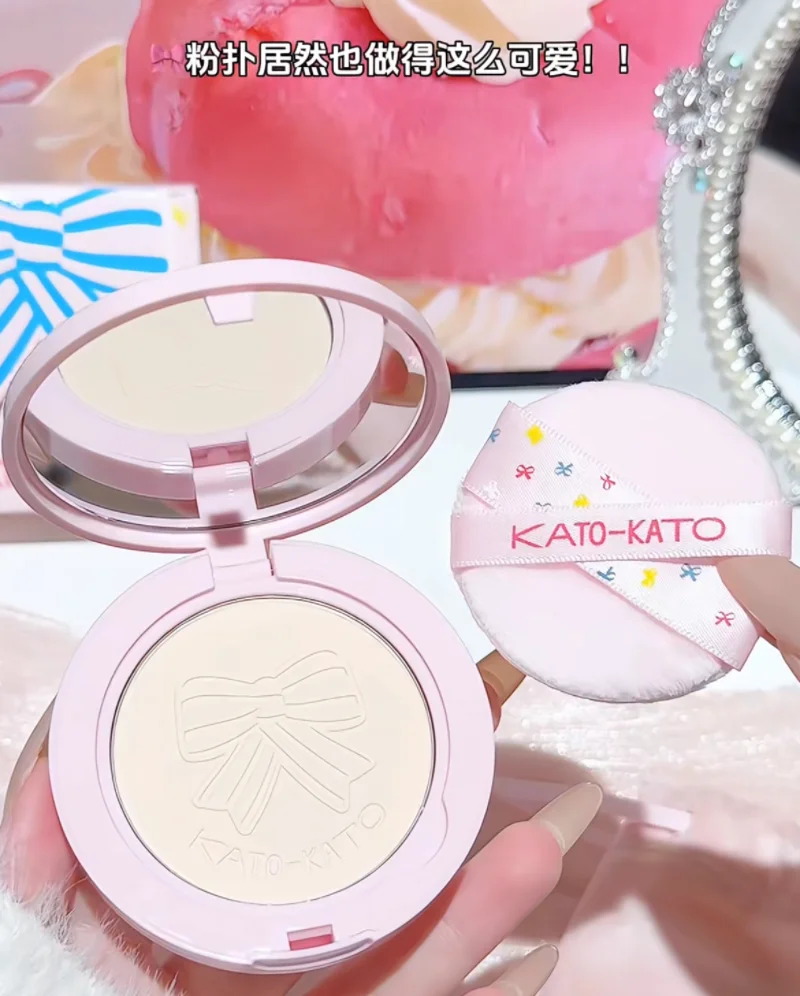 KATO Natural Matte Pressed Powder Oil Control Brighten Whitening Face Base Foundation Compact Concealer Makeup Cosmetics 9g