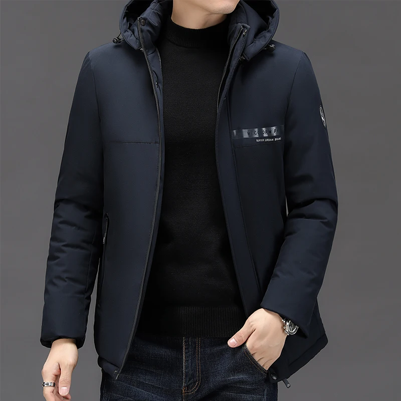 2024 New Winter Men Hooded Jackets Men's Business Casual Thick Warm Puffer Jacket Men Winter Coat Outwear Business Hombre